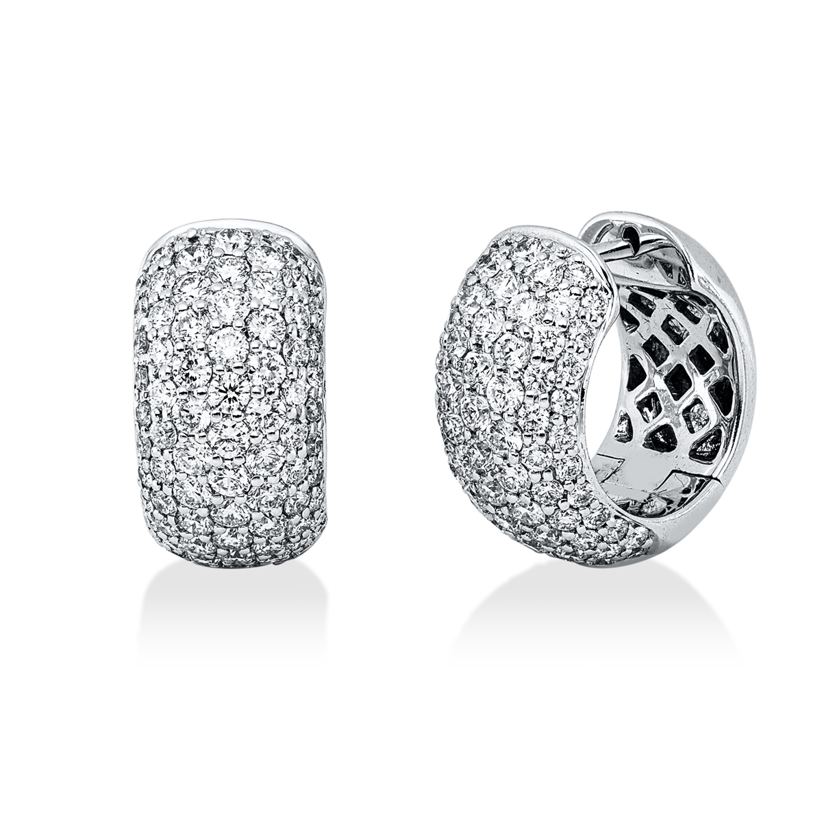 diamond full cut  pavé hoops & huggies in white gold