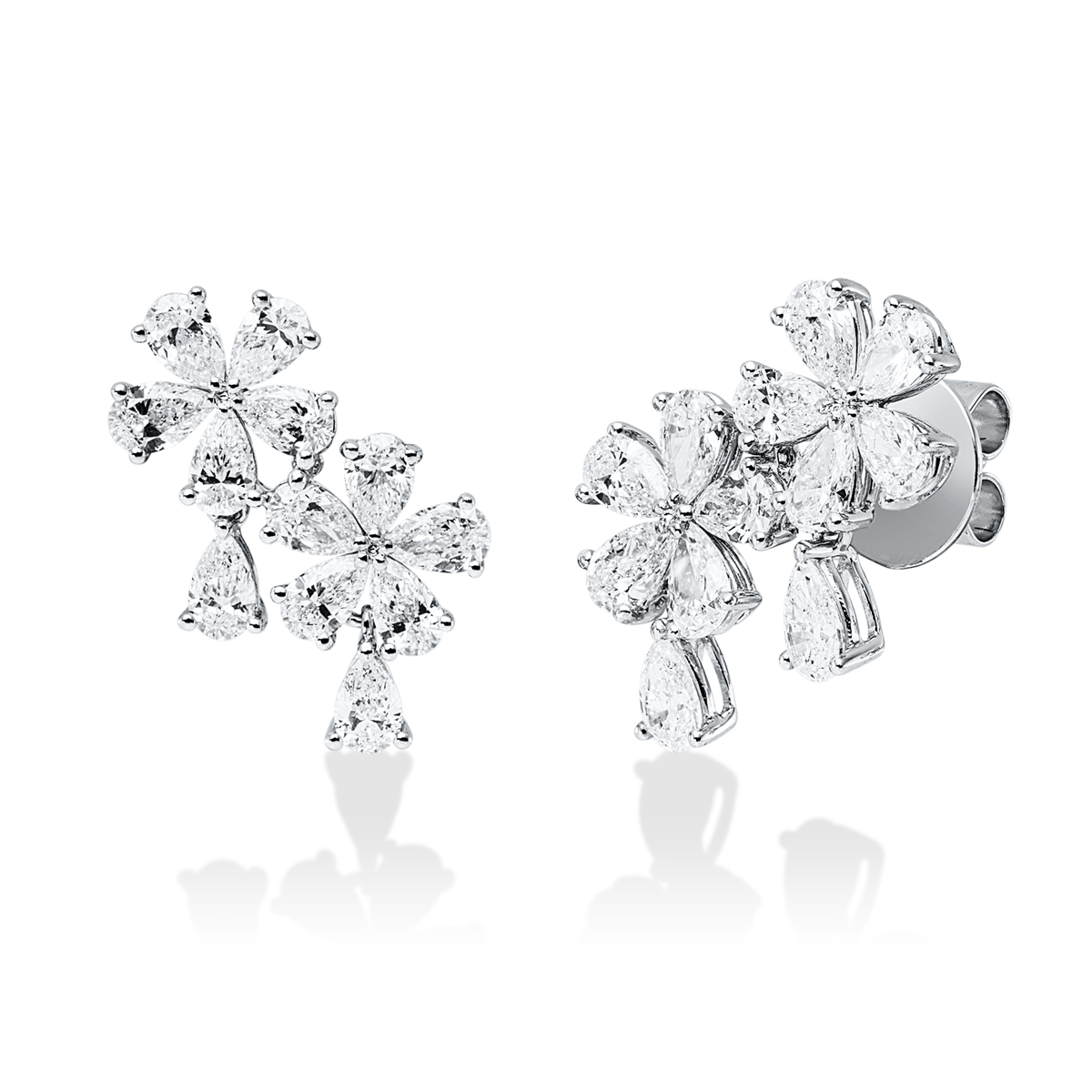 pear shape  exclusive studs in white gold