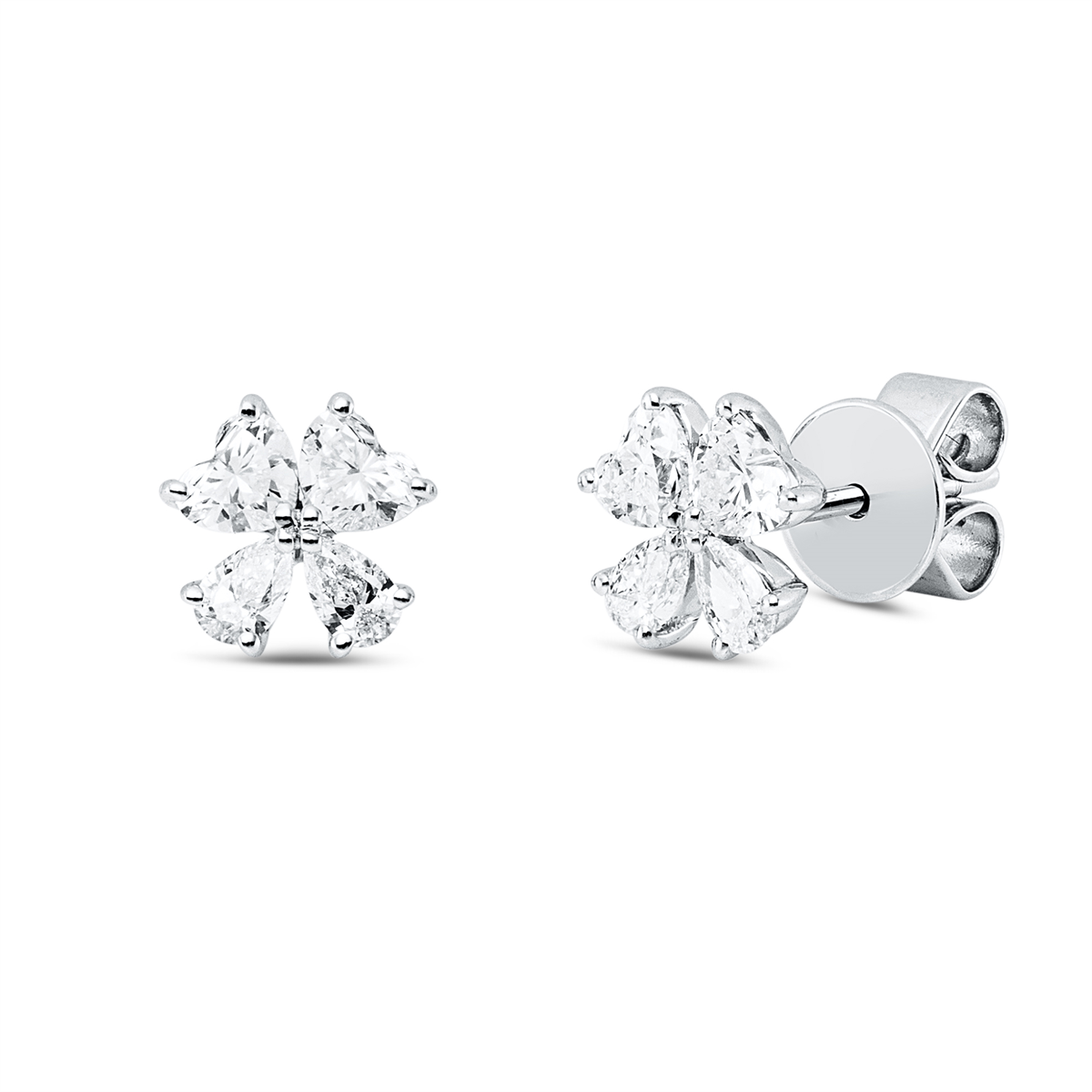 pear shape  modern woman studs in white gold