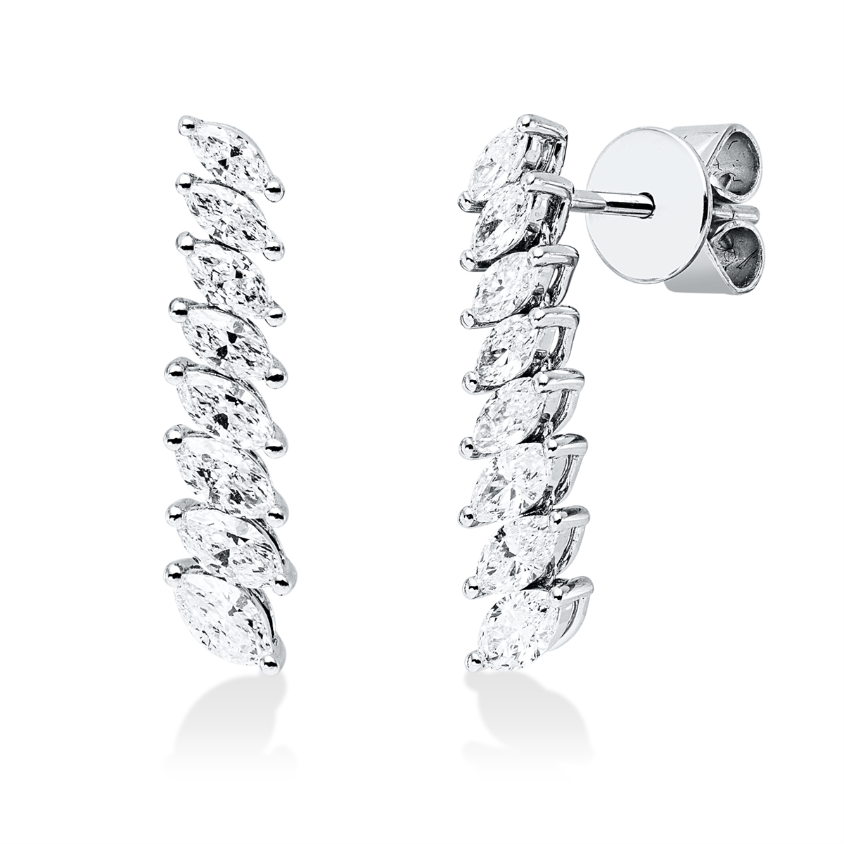 marquise  modern woman studs in white gold