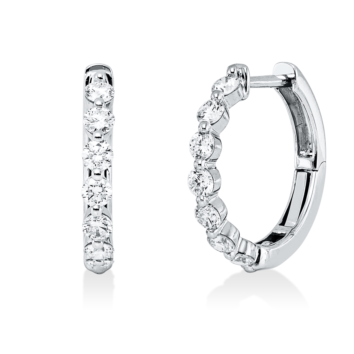 diamond full cut  modern woman hoops & huggies in white gold