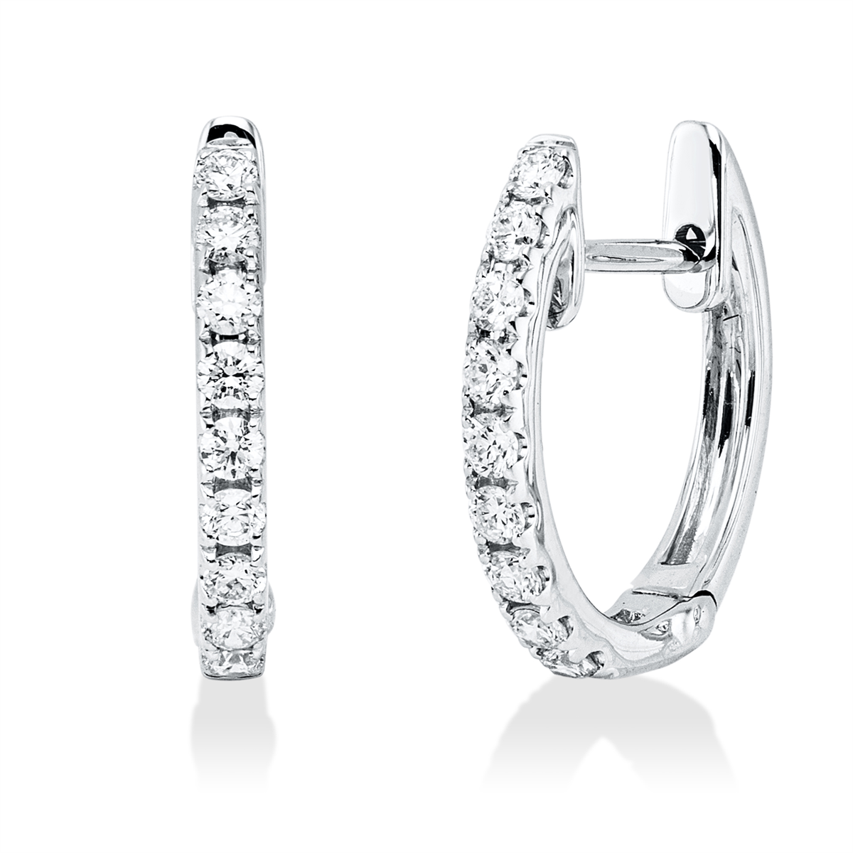 diamond full cut  modern woman hoops & huggies in white gold