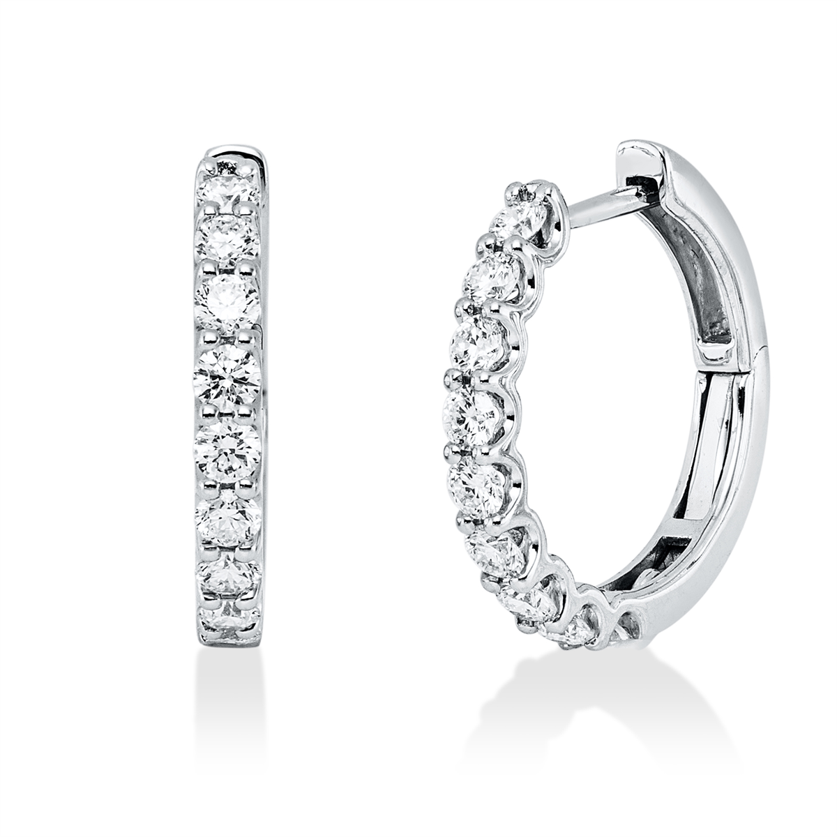 diamond full cut  modern woman hoops & huggies in white gold
