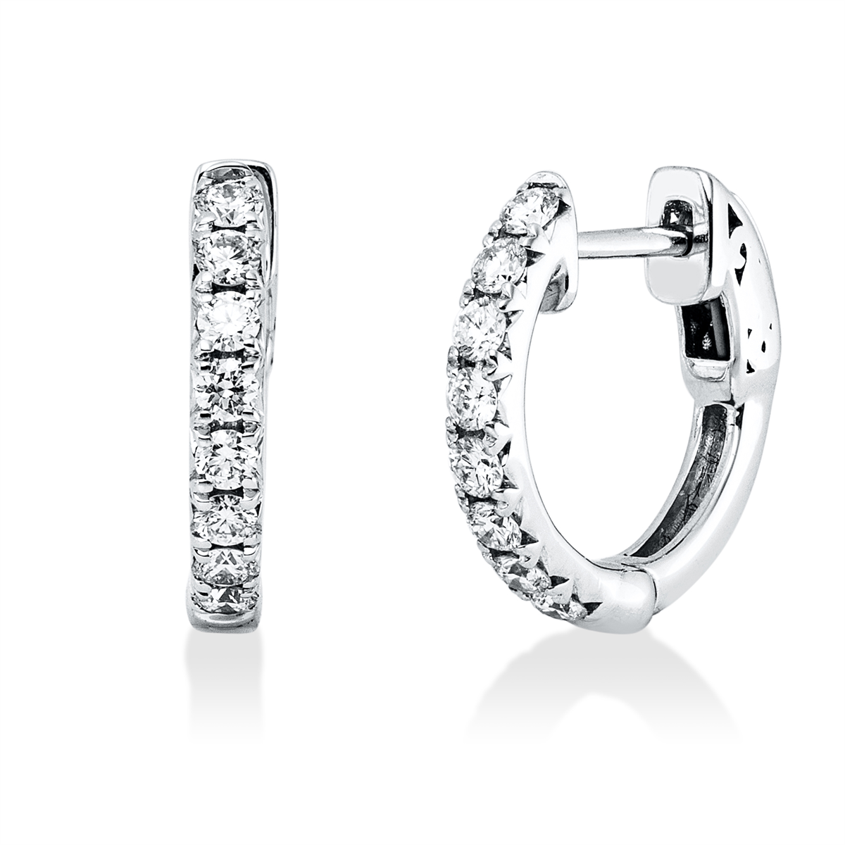 diamond full cut  modern woman hoops & huggies in white gold