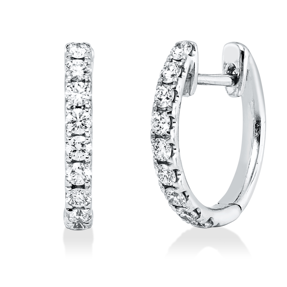 diamond full cut  modern woman hoops & huggies in white gold