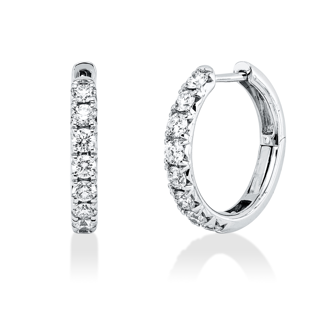 diamond full cut  modern woman hoops & huggies in white gold