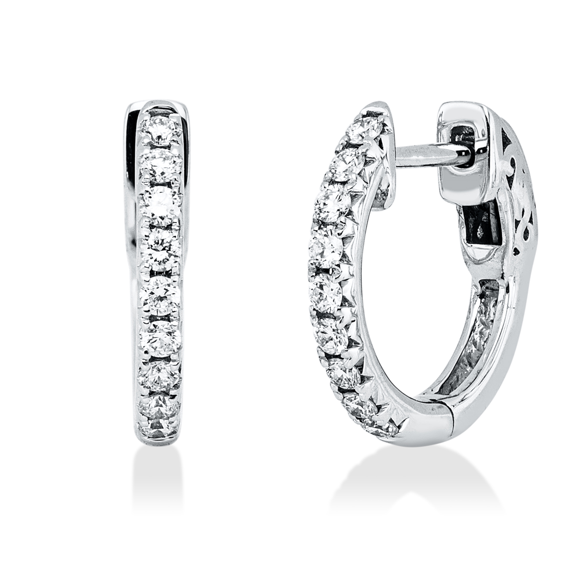 diamond full cut  modern woman hoops & huggies in white gold
