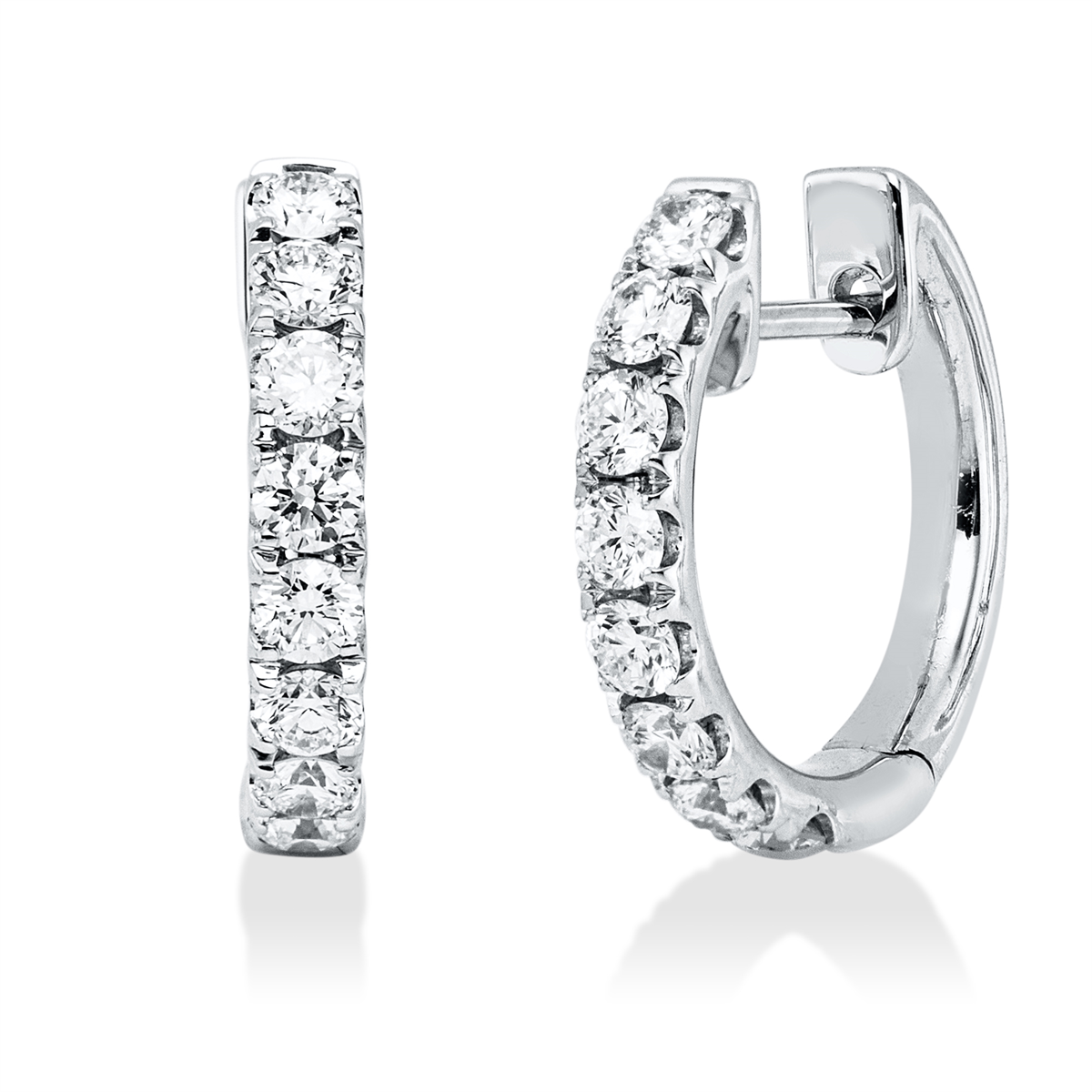 diamond full cut  modern woman hoops & huggies in white gold