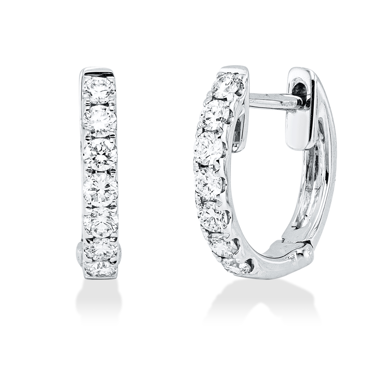 diamond full cut  modern woman hoops & huggies in white gold