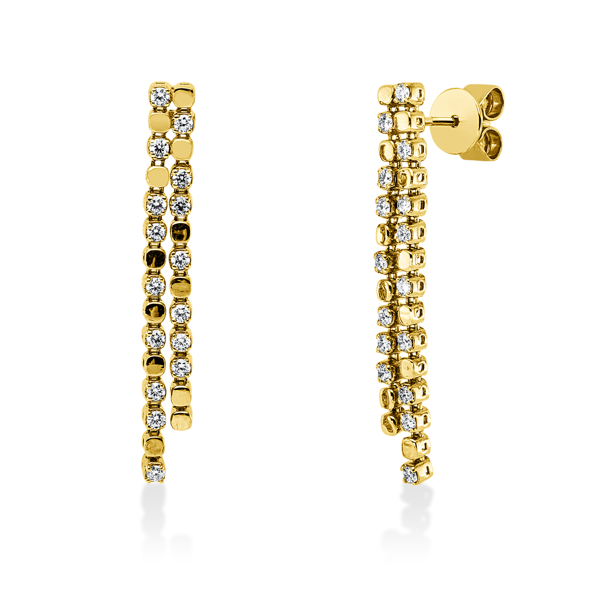 diamond full cut  modern woman earrings in yellow gold