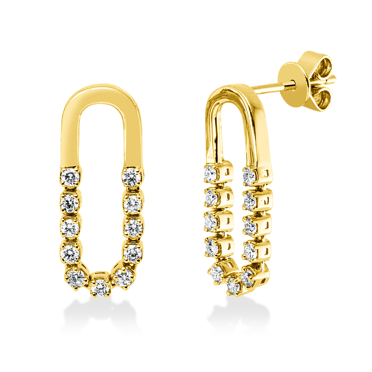 diamond full cut  modern woman earrings in yellow gold