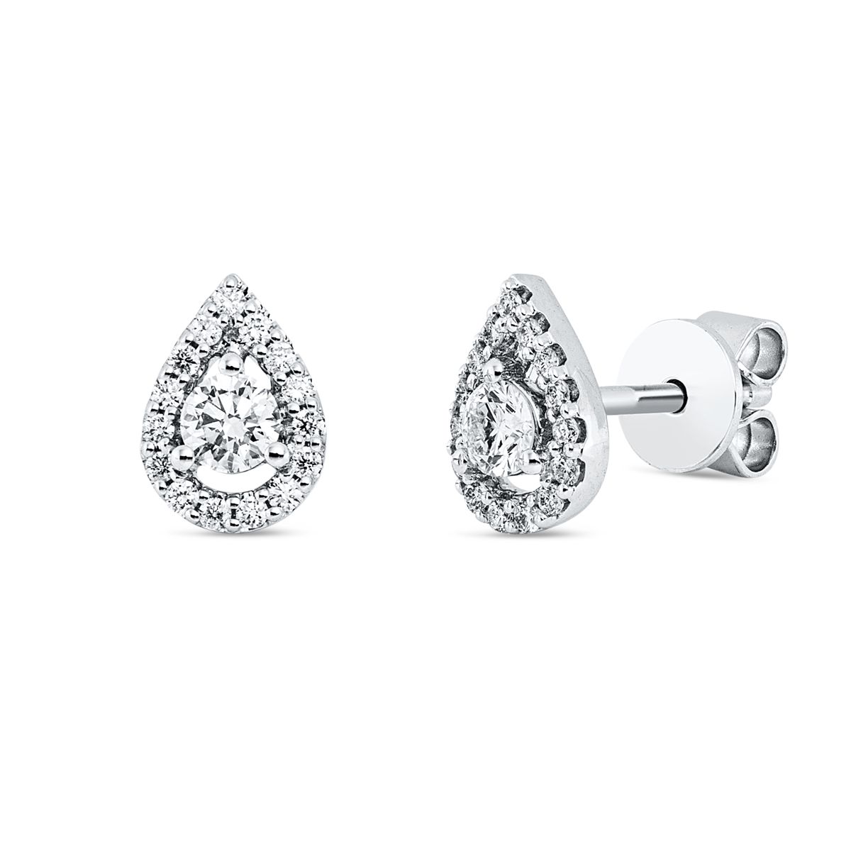 diamond full cut  solitaire with accent stones studs in white gold