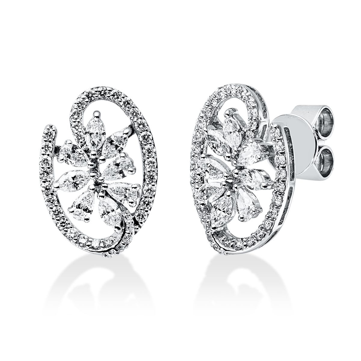 diamond full cut  modern woman earrings in white gold