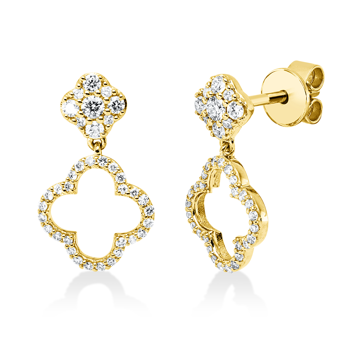 diamond full cut  modern woman earrings in yellow gold