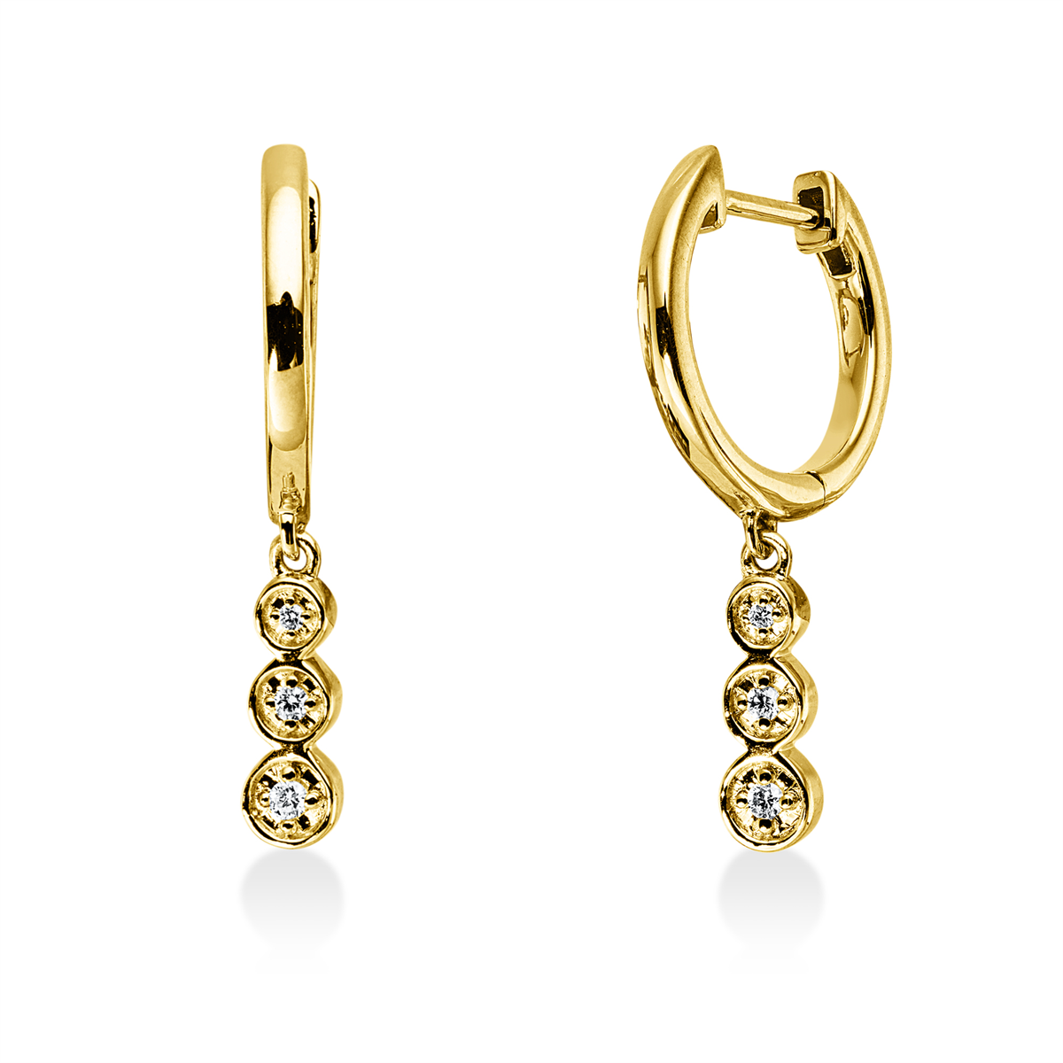 diamond full cut  modern woman earrings in yellow gold