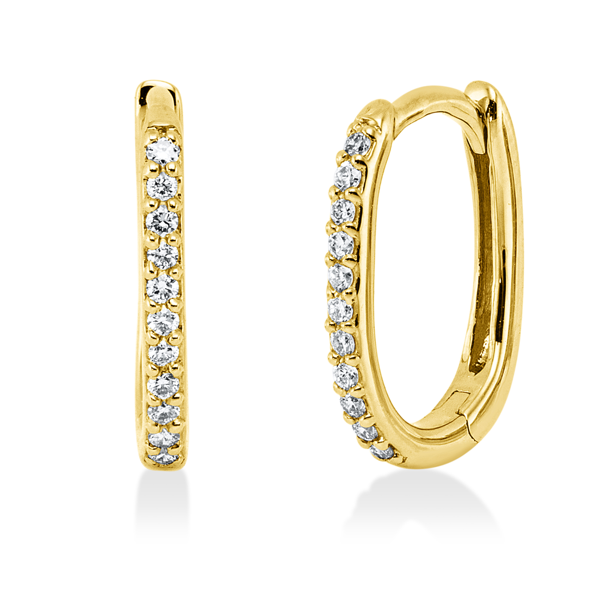 diamond full cut  modern woman hoops & huggies in yellow gold