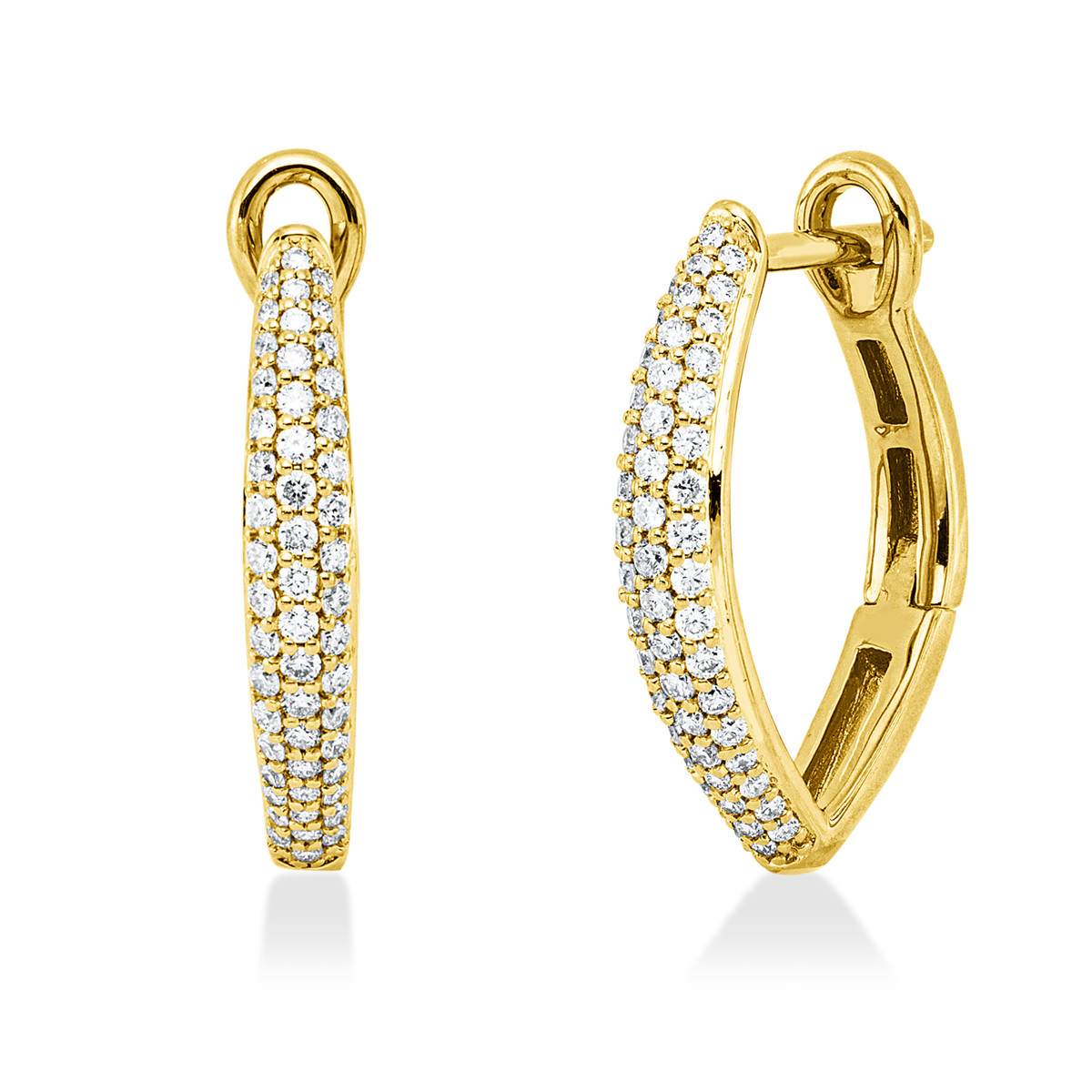 diamond full cut  pavé hoops & huggies in yellow gold