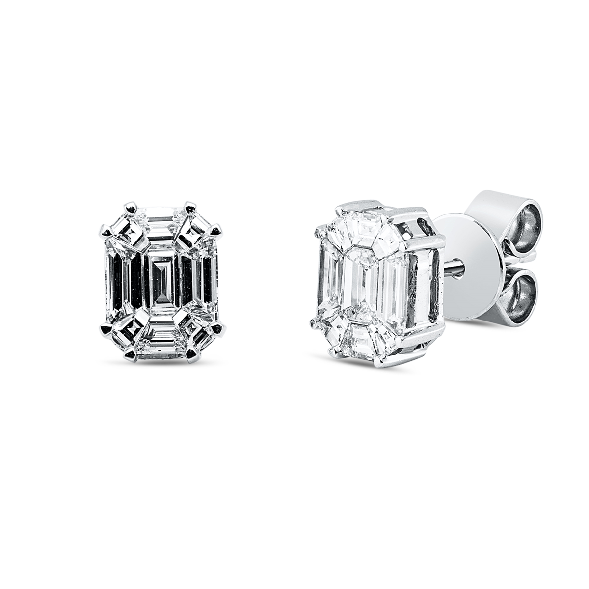 fantasy-cut  exclusive studs in white gold