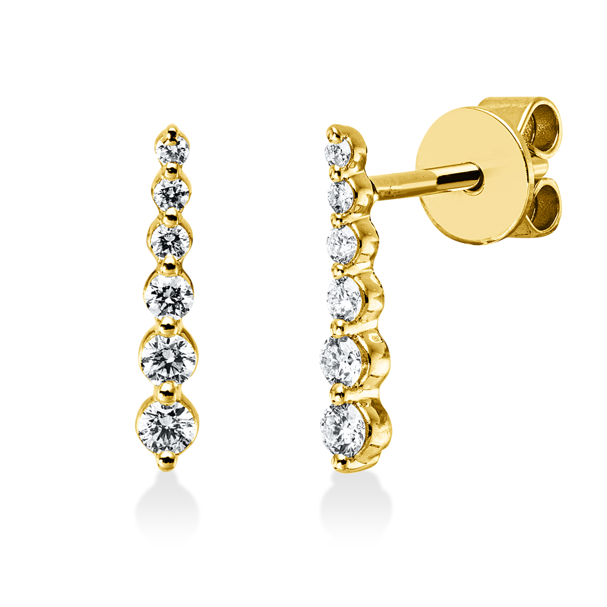 diamond full cut  modern woman studs in yellow gold