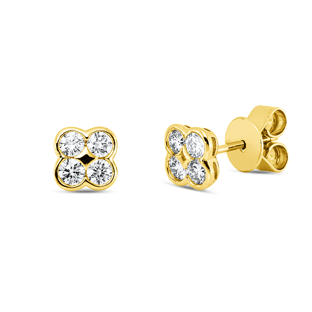 diamond full cut  modern woman studs in yellow gold