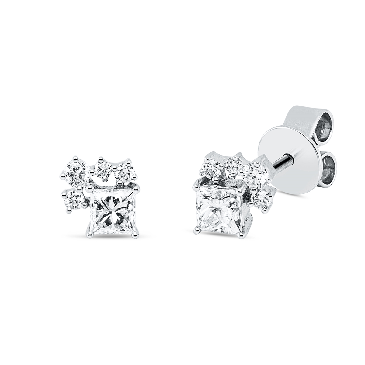 princess  modern woman studs in white gold