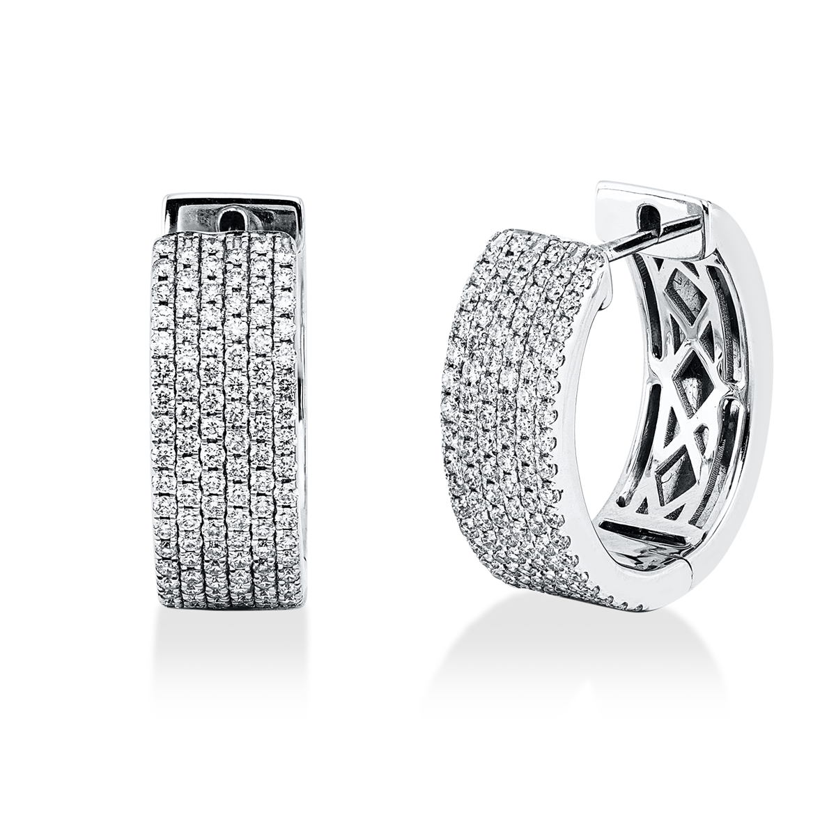 diamond full cut  pavé hoops & huggies in white gold