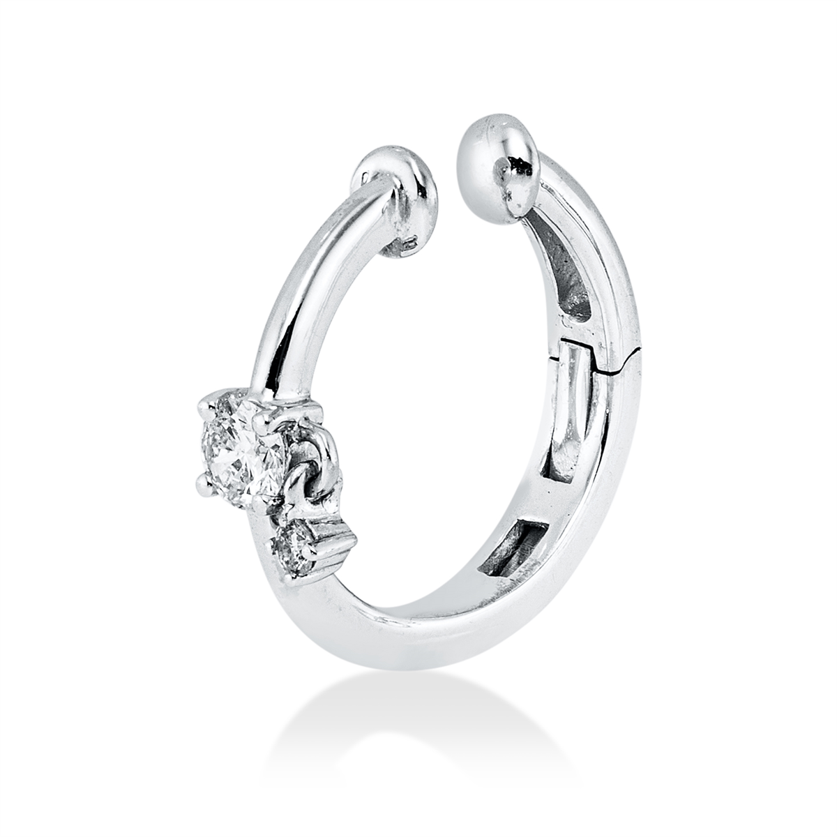 diamond full cut  modern woman ear cuff in white gold