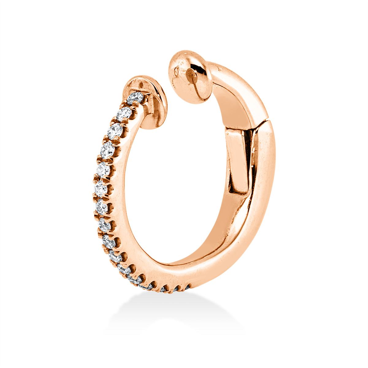 diamond full cut  modern woman ear cuff in red gold