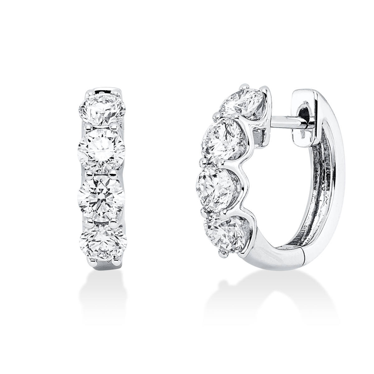 diamond full cut  modern woman hoops & huggies in white gold