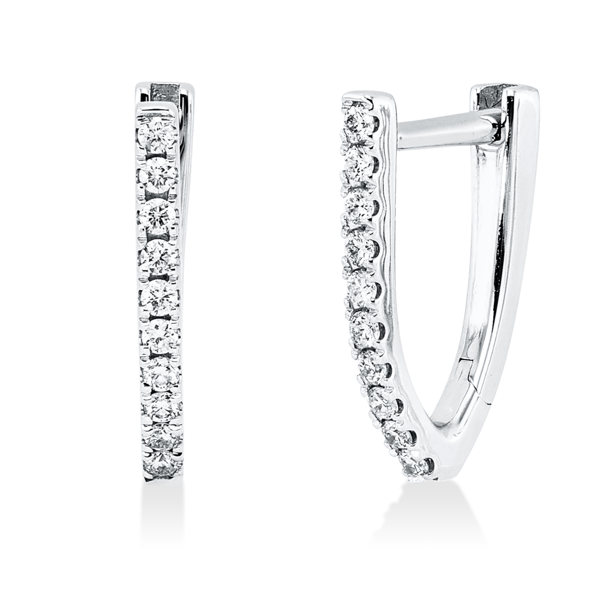 diamond full cut  modern woman hoops & huggies in white gold