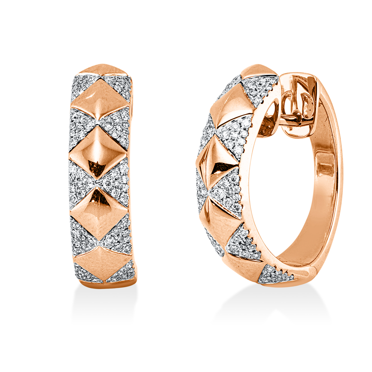 diamond full cut  multi-stone hoops & huggies in red gold / white gold