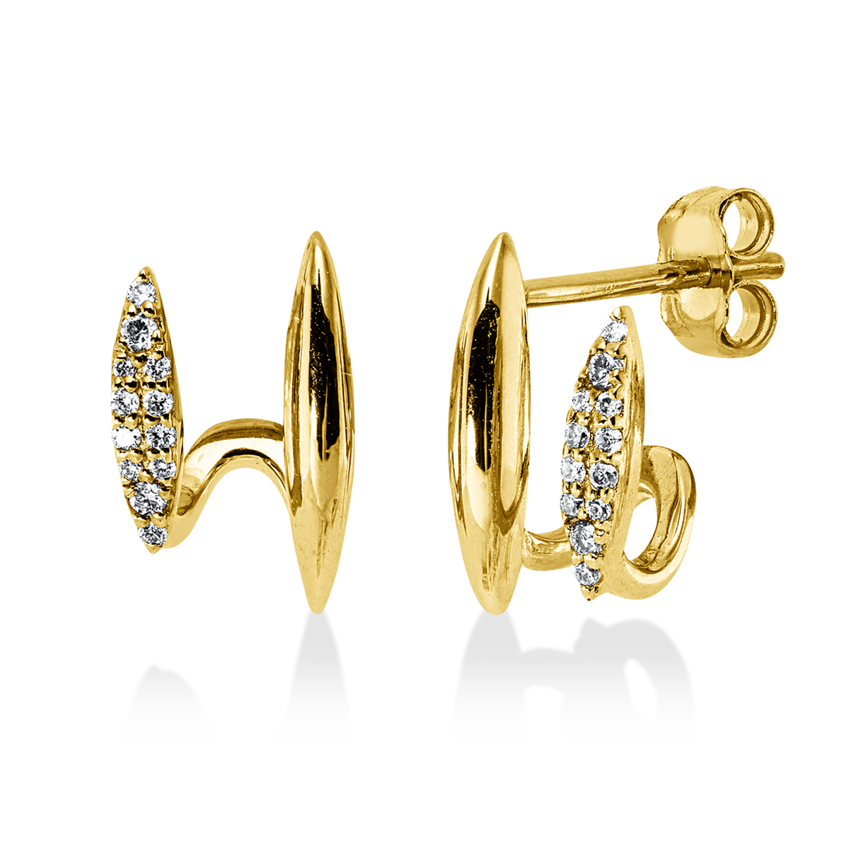 diamond full cut  modern woman studs in yellow gold