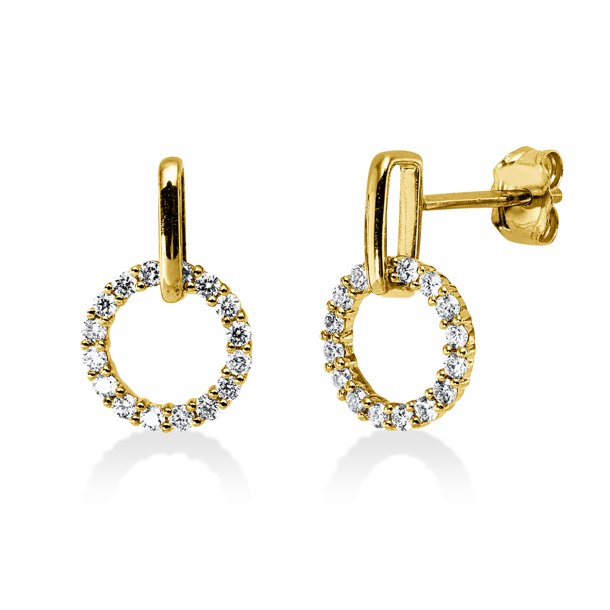 diamond full cut  modern woman studs in yellow gold