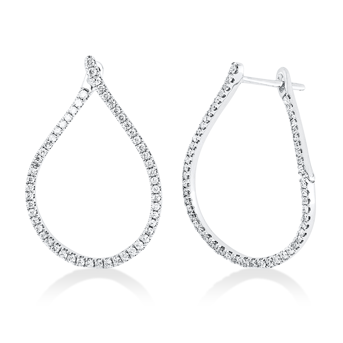 diamond full cut  modern woman hoops & huggies in white gold