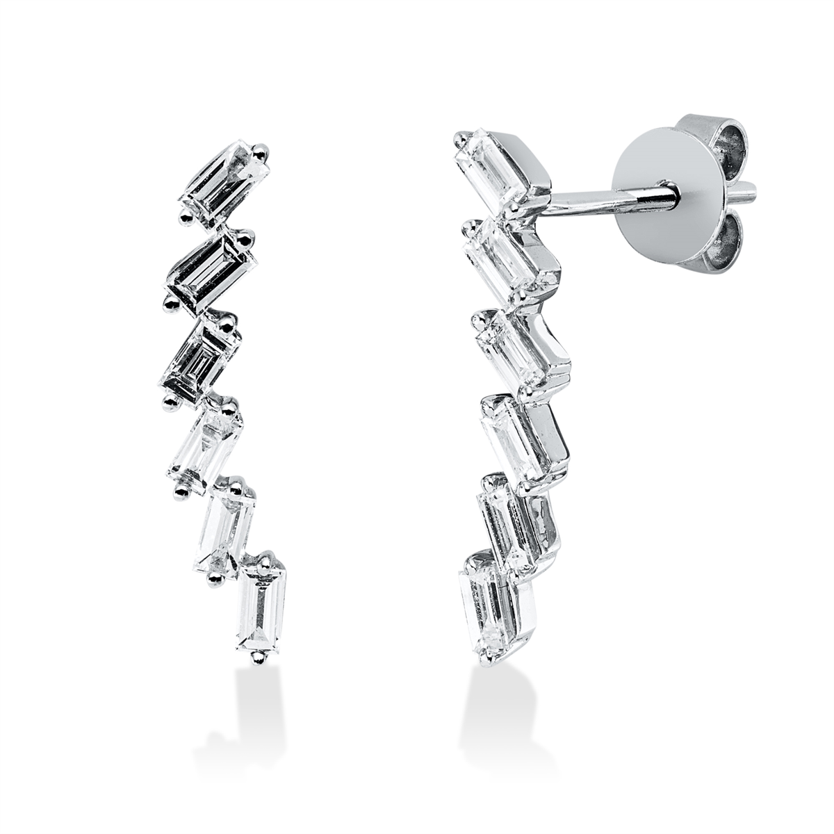 baguette  baguette studs in white gold