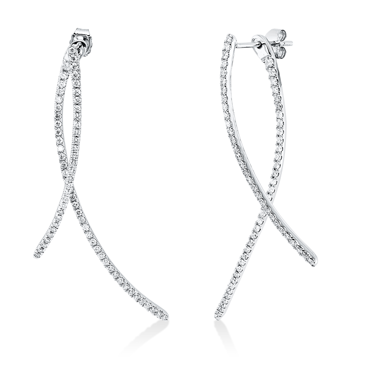 diamond full cut  modern woman earrings in white gold