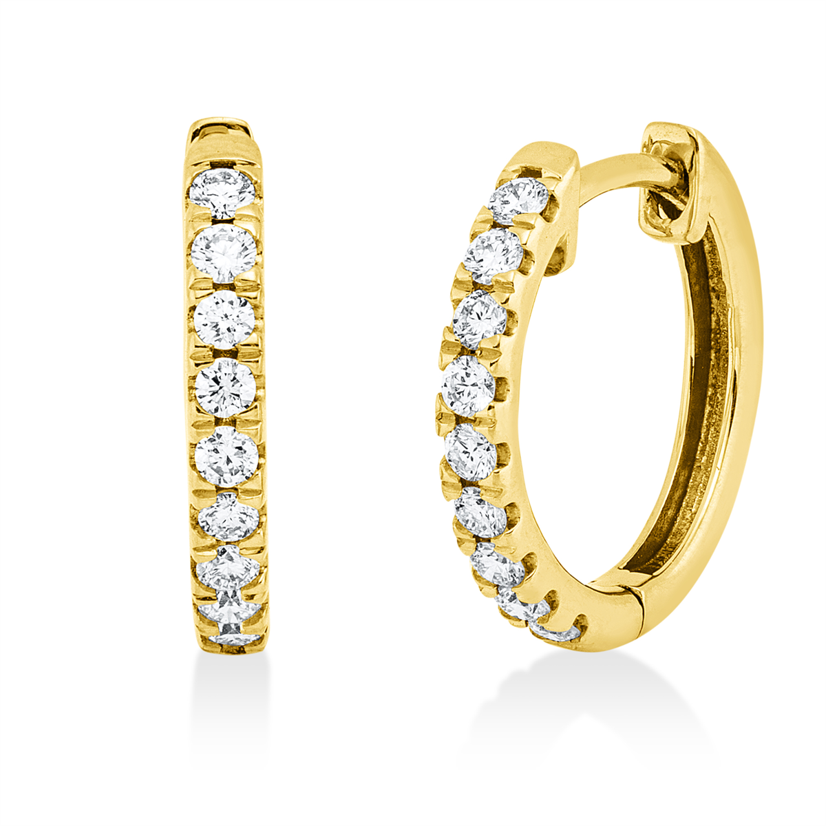 diamond full cut  multi-stone hoops & huggies in yellow gold