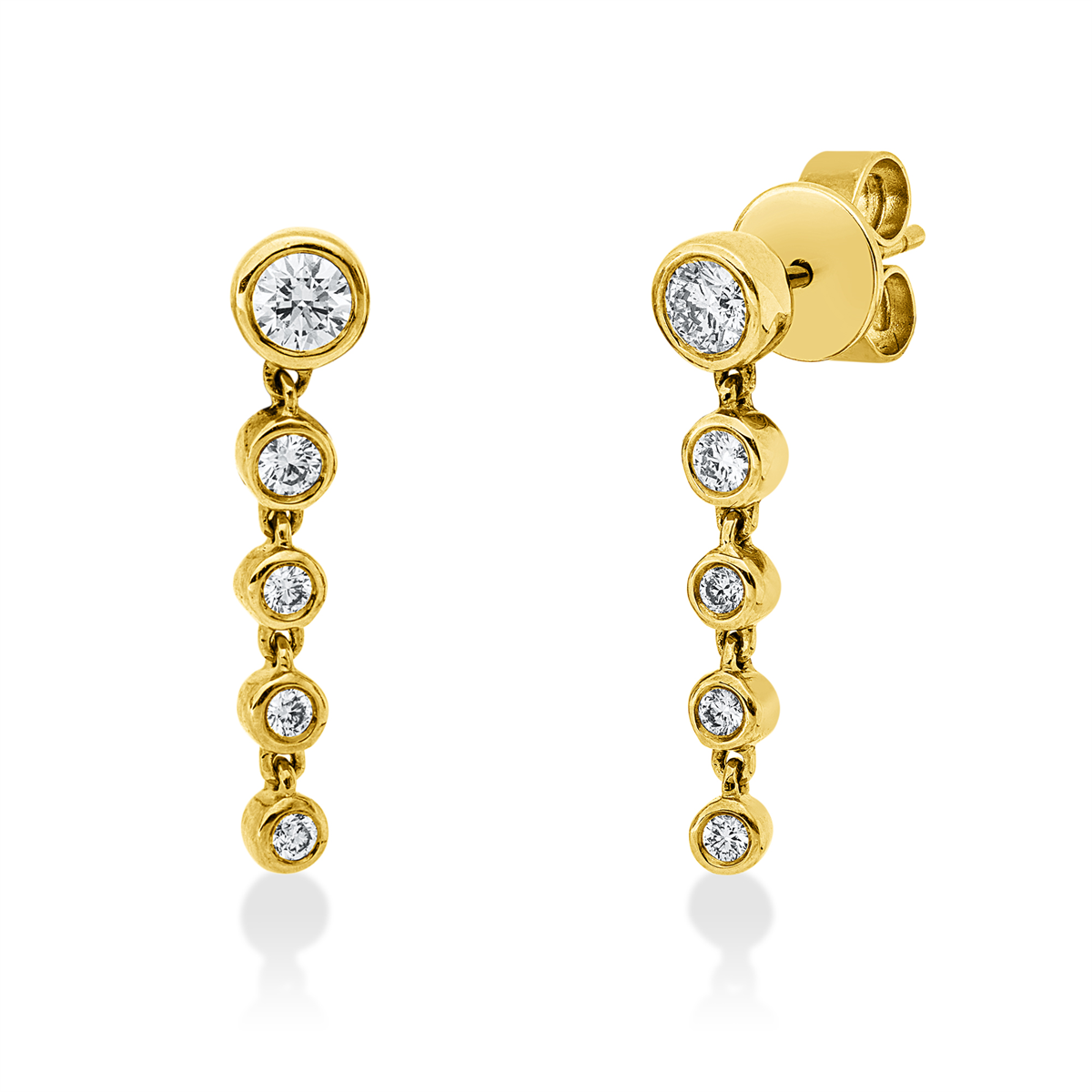 diamond full cut  modern woman earrings in yellow gold