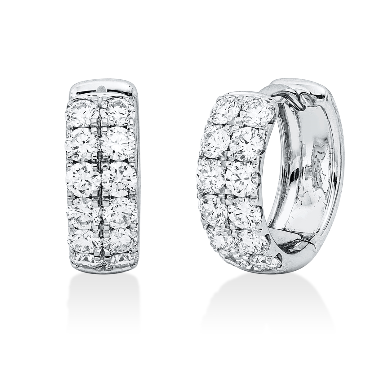 diamond full cut  modern woman hoops & huggies in white gold