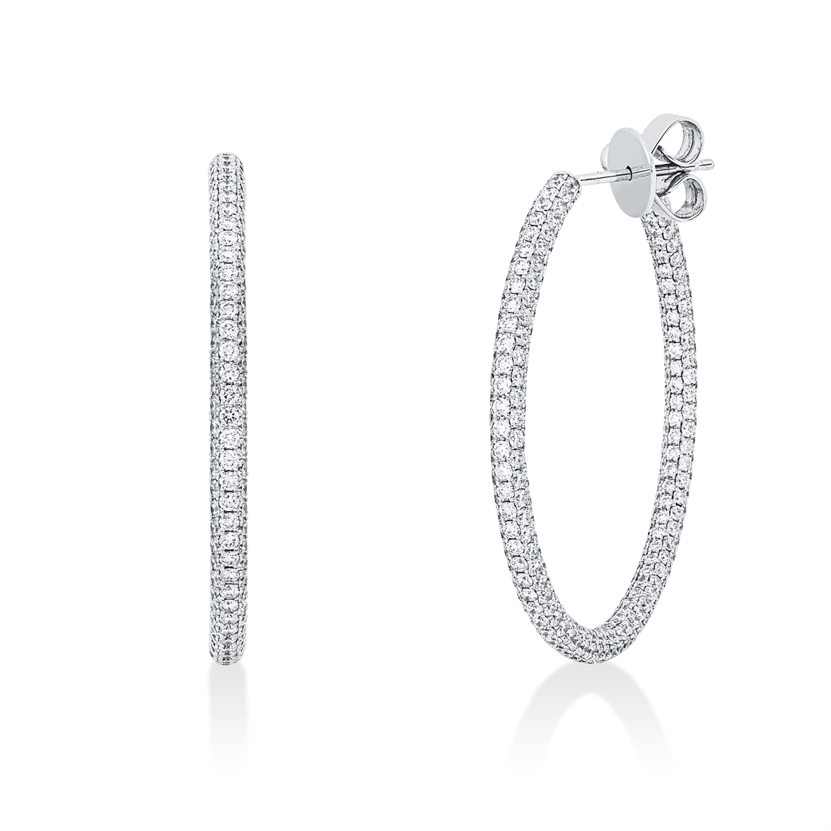diamond full cut  pavé hoops & huggies in white gold