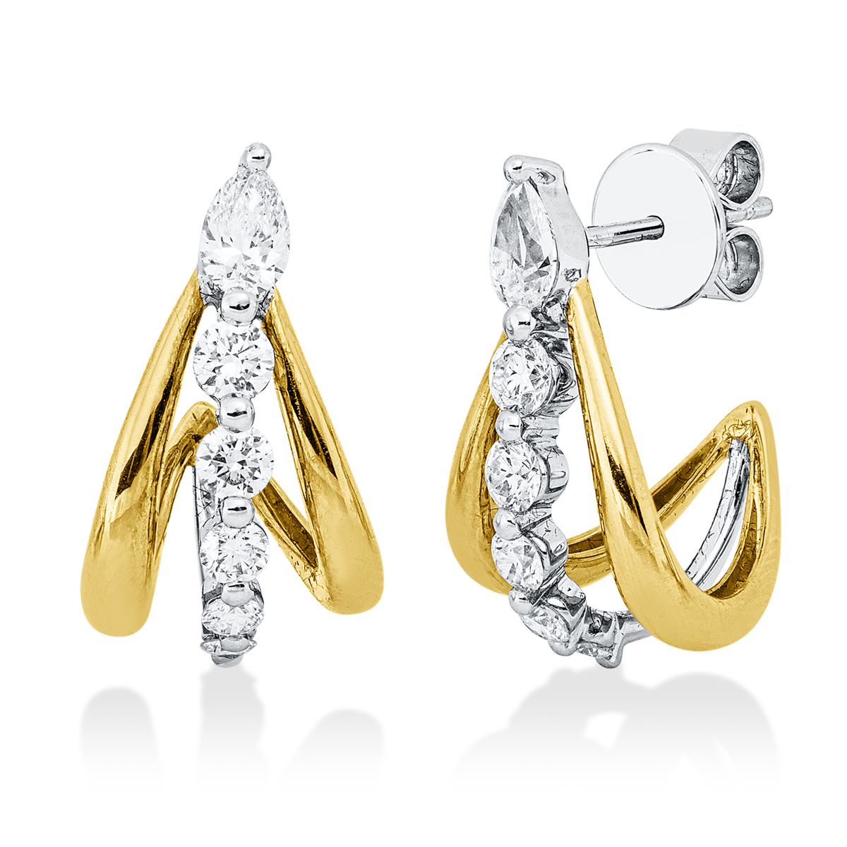 diamond full cut  modern woman studs in yellow gold / white gold
