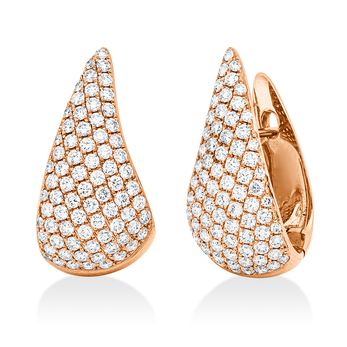diamond full cut  pavé hoops & huggies in red gold