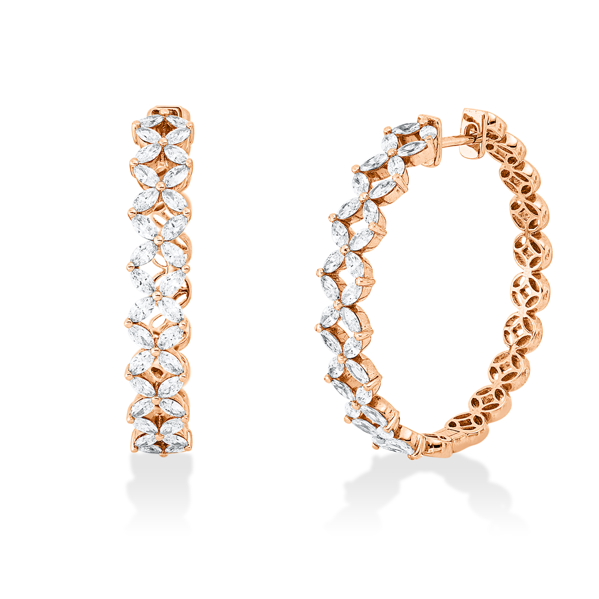 marquise  multi-stone hoops & huggies in red gold