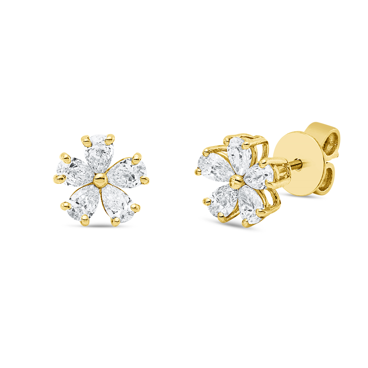pear shape  modern woman studs in yellow gold