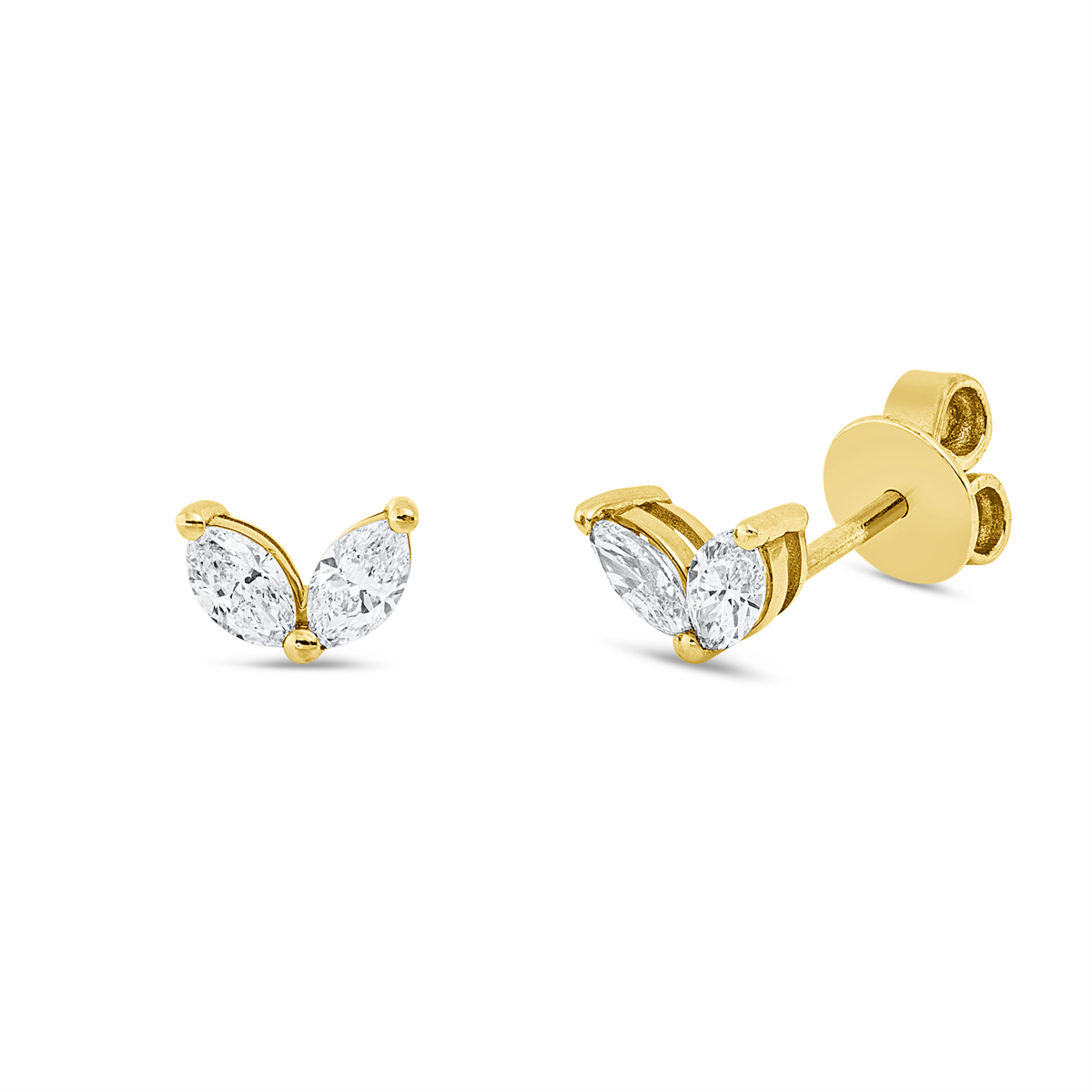 marquise  modern woman studs in yellow gold