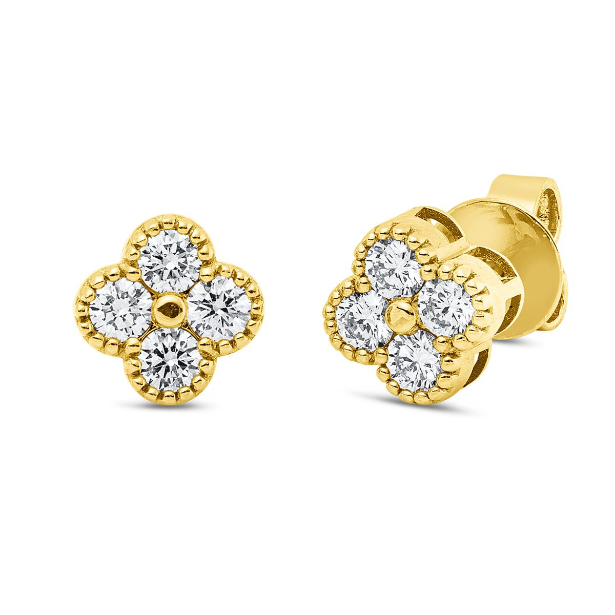 diamond full cut  illusion classic studs in yellow gold