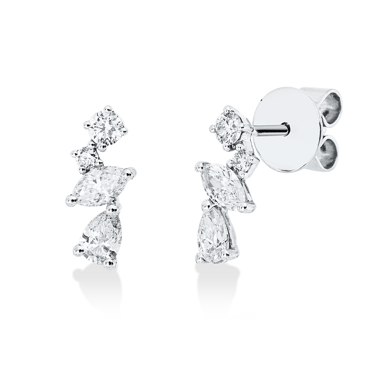 diamond full cut  modern woman studs in white gold