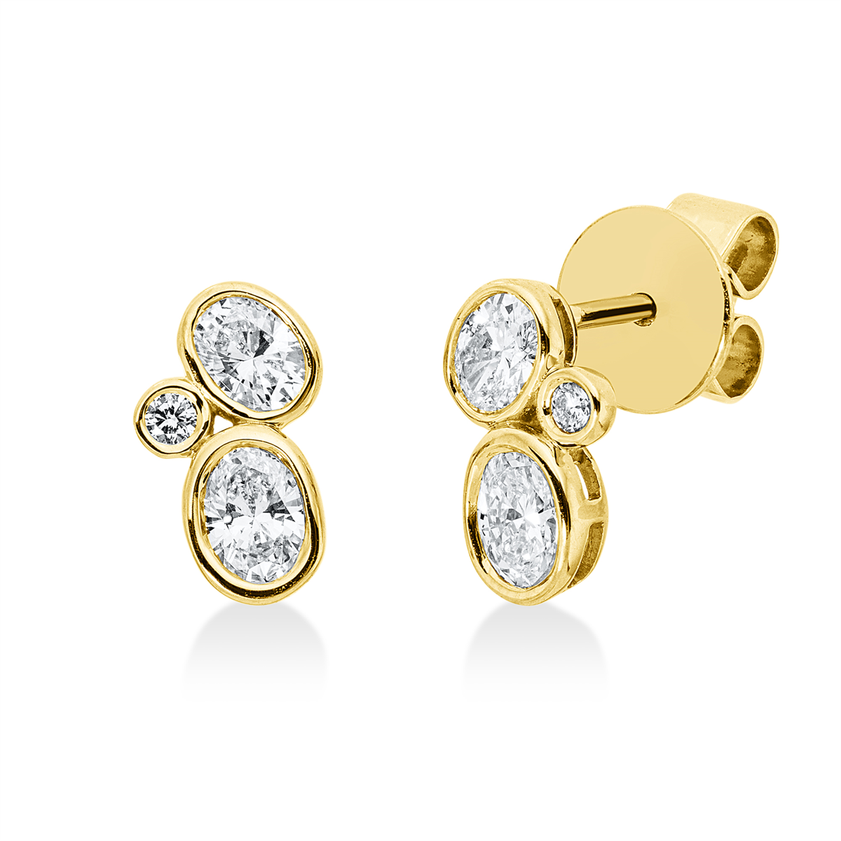 diamond full cut  modern woman studs in yellow gold