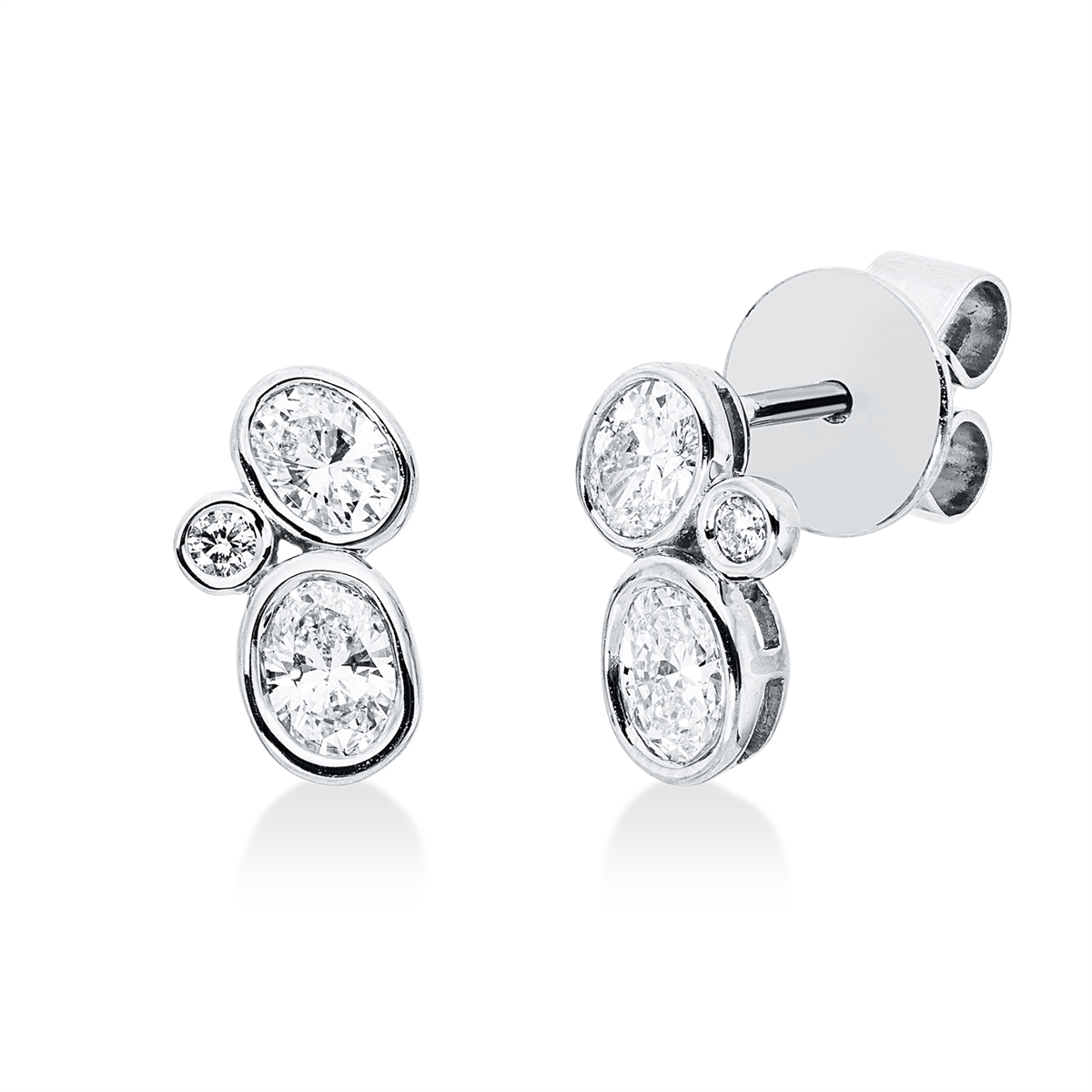 diamond full cut  modern woman studs in white gold