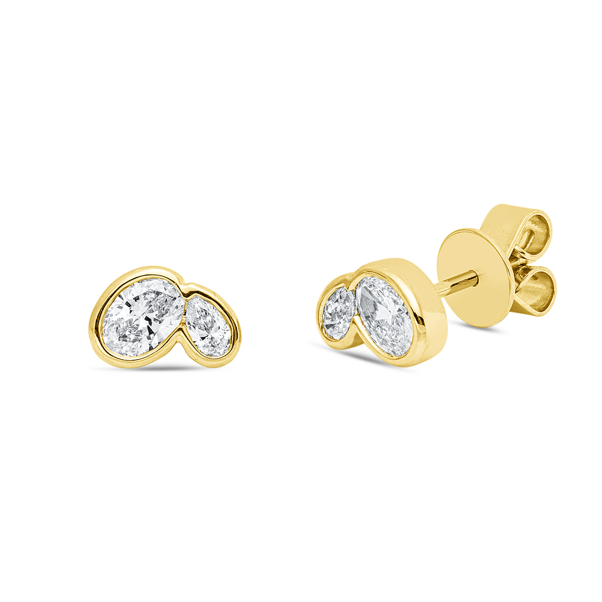 pear shape  modern woman studs in yellow gold